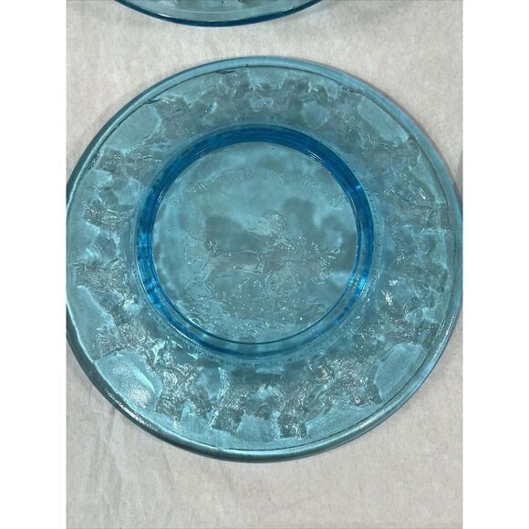 Vintage Tiara Glass Chili’s Nursery Rhyme Plates Blue Three Bears Little Bo Peep - Picture 7 of 9